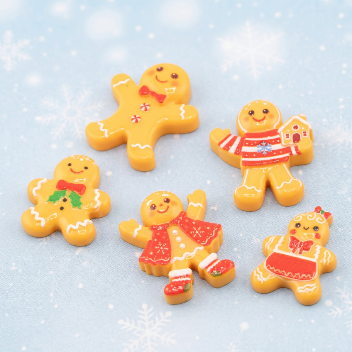 Gingerbread Boy & Girl Resin Flatback Craft Embellishments
