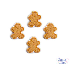 Four flat-back gingerbread cookies add to holiday and baking projects
