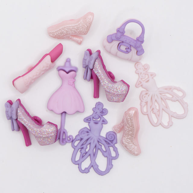 Shop till you drop! Perfect for the everyday shopaholic. Create adorable accents for girl’s purses, tutus, sunglasses, bags and more.