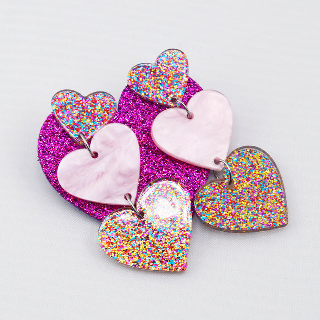 Heart Dangle Acrylic Earrings – Choose Your Style