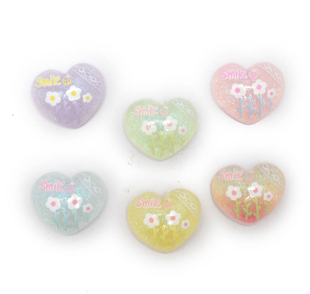 Shimmer Smile Heart Resin Craft Embellishment Pack