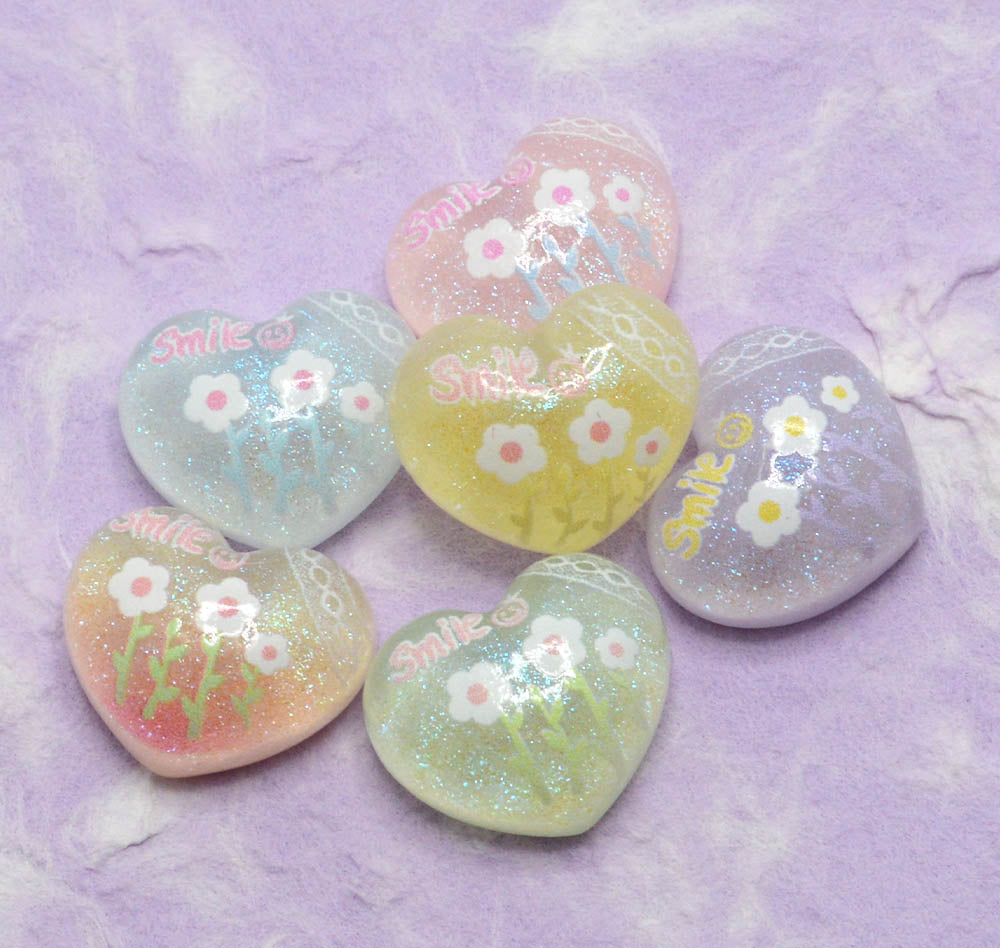 Shimmer Smile Heart Resin Craft Embellishment Pack