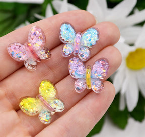 glitter in resin butterfly shaped craft embellishments for Spring decor