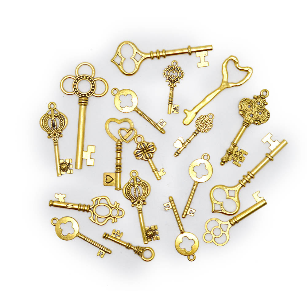 Key To My Heart Assorted Gold Keys 18 Pieces