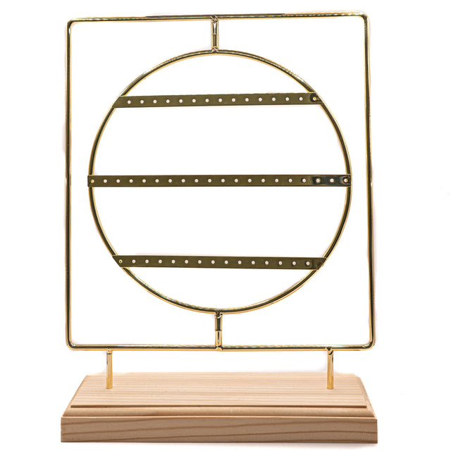 Golden Rotating 3-Tier Earring Display Stand