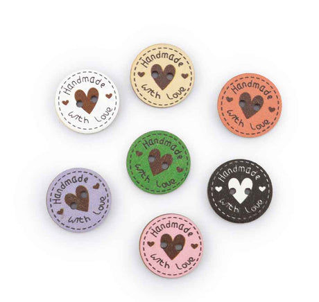 Handmade With Love Wood Buttons