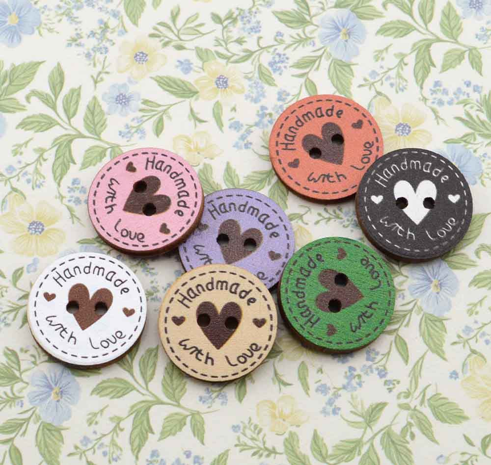 Handmade With Love Wood Buttons