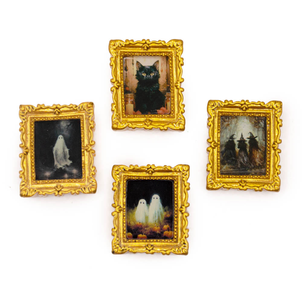 Mini Halloween Resin Framed Artwork – Set of 4