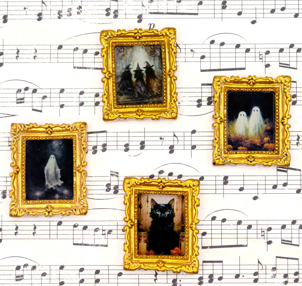 Mini Halloween Resin Framed Artwork – Set of 4