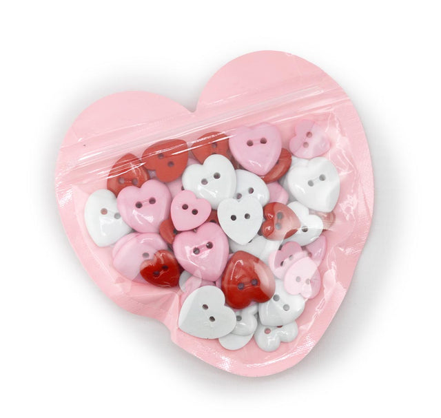 Valentine’s Day Heart Sew-Thru Button Assortment 80 pieces