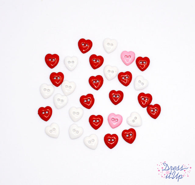 dress it up buttons Heartbreaker 2-Hole Red White Pink Valentine's Day Themed Buttons