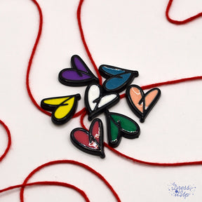 Modern design multi color heart flat-back embellishments