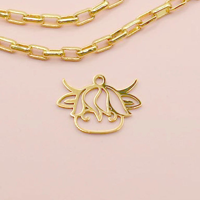 Highland Cow Gold Charm
