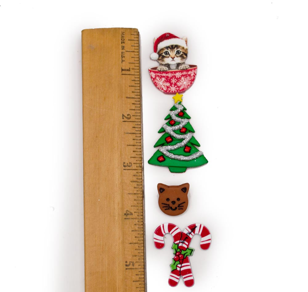 Festive Kitty Charms Embellishment Pack 13 Pieces