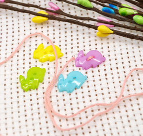 2 hole pastel color sewing buttons in the shape of easter bunnies