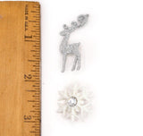 Ice and Snow Silver Glitter Reindeer Winter Themed Buttons