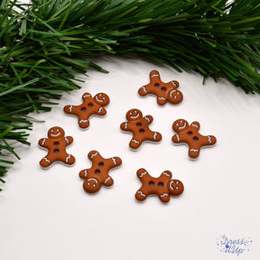 Gingerbread cookies with smiling faces 2-hole buttons for baking themed and holiday sewing and crafting