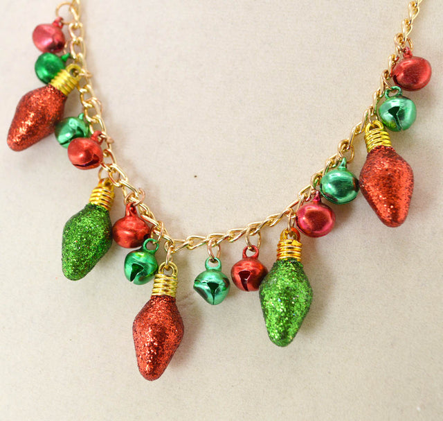 Festive Bells & Bulbs Pendant Necklace