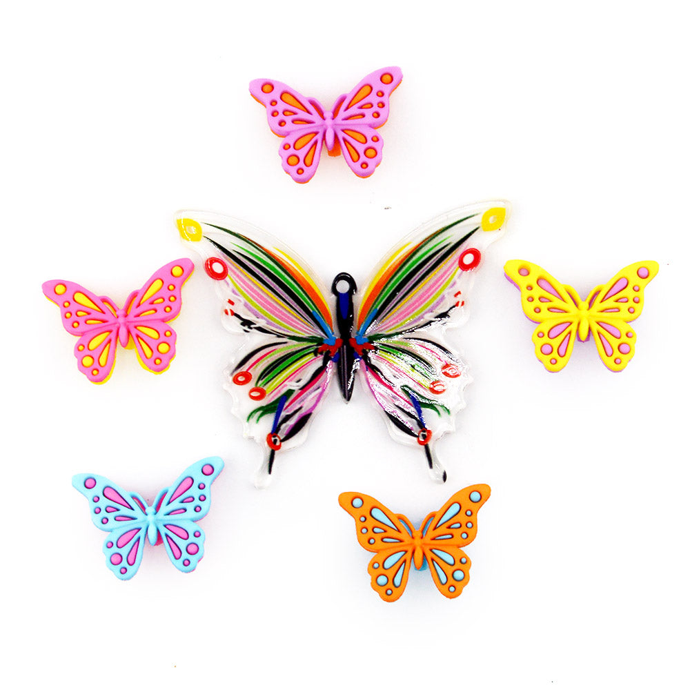 Kaleidoscope Butterfly Craft Button Mix