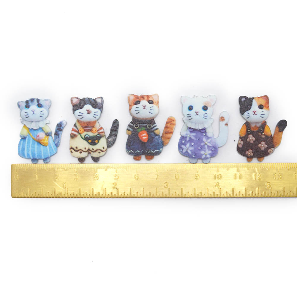 Dressed Up Pretty Kitties Flat Acrylic Embellishments