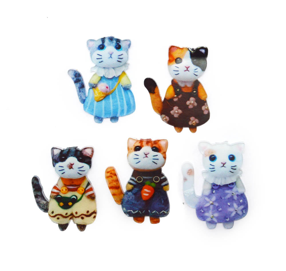 Dressed Up Pretty Kitties Flat Acrylic Embellishments