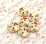 Daisy & Ladybug Printed Wood 2-Hole Round Buttons