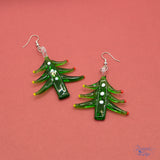 Christmas tree dangle earrings