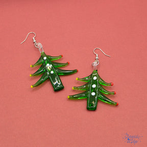 Christmas tree dangle earrings