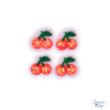 Glittery resin cherry embellishments add to spring themed projects and kitchen decor