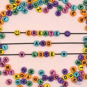 bright rainbow letter beads with elastic cord kit for jewelry making