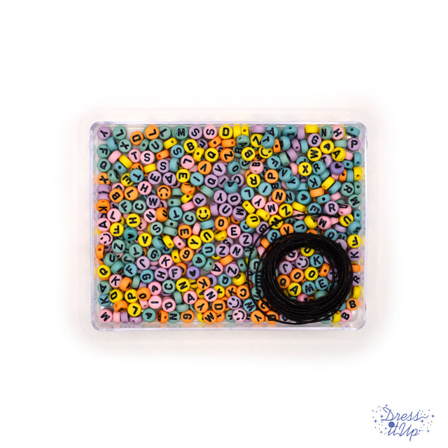 pastel letter beads with elastic cord for jewelry making