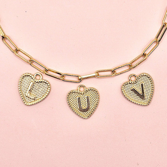 18K Gold-Plated Heart Alphabet Pendants