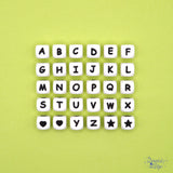 white and black letter silicone beads for jewelry making