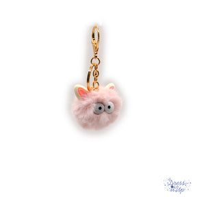 Fluffy little critter in pink adds to bag and keychain projects