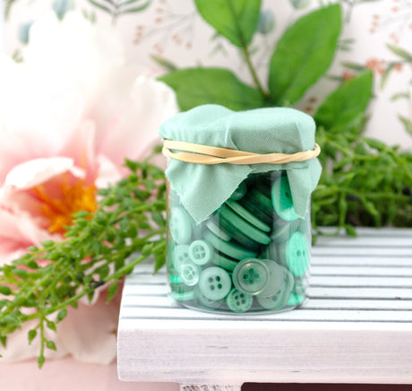 Mini Color Jars in Magic Mint 70 Piece Button Assortment