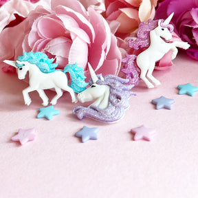 Majestic unicorns with glitter manes add to magical and children's crafts