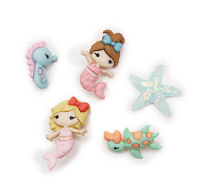 pastel girly mermaid craft buttons and embellishments