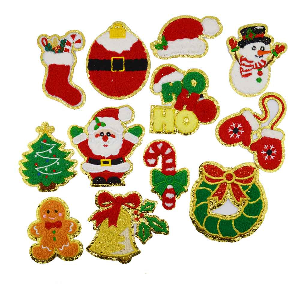 Merry & Bright Christmas Iron-On Patch Mix