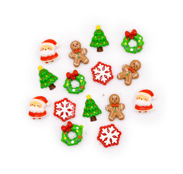 Merry Everything Holiday Gingerbread Wreath Holly Flat Back Buttons