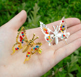 Rainbow Beaded Butterfly Clips