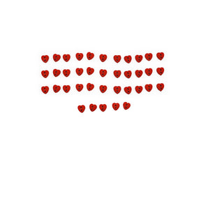 tiny two-hole buttons in a red heart shape for sewing and embroidery projects