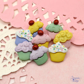 Mini pastel cupcake buttons add a sweet touch to crafting