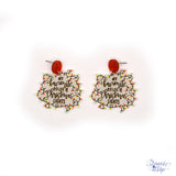Holiday dangle earrings stating 'My favorite color is Christmas lights'