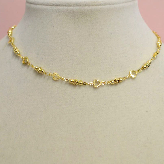18K Gold Heart 12-Inch Necklace Chain