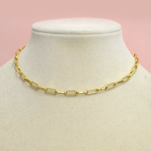 18K Gold Paperclip 12-Inch Necklace Chain