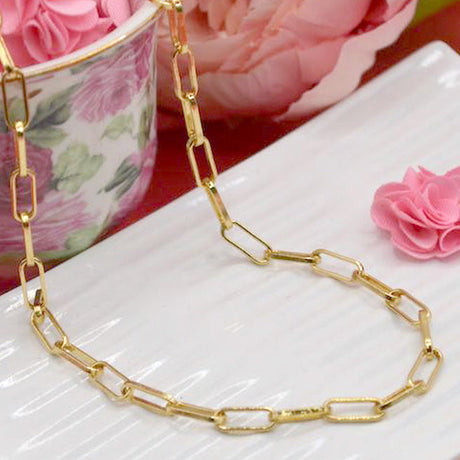 18K Gold Paperclip 12-Inch Necklace Chain
