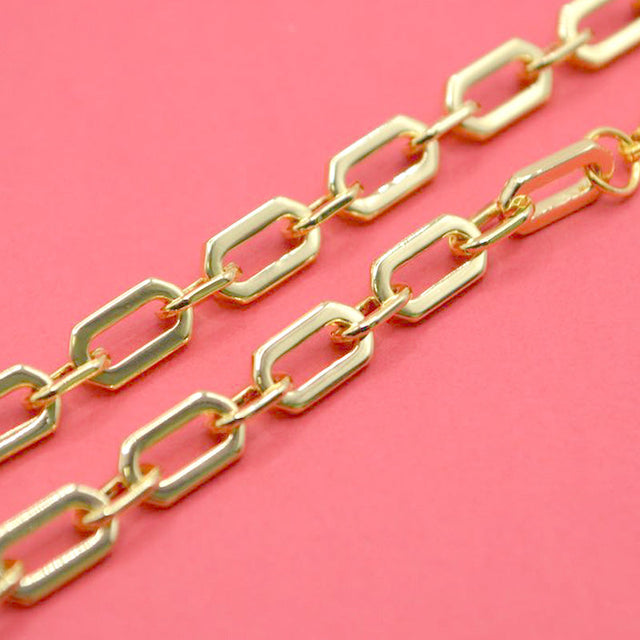 18K Gold Flat Paperclip 12-Inch Necklace Chain