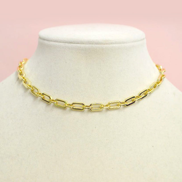 18K Gold Flat Paperclip 12-Inch Necklace Chain
