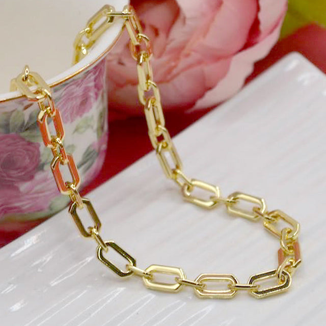 18K Gold Flat Paperclip 12-Inch Necklace Chain