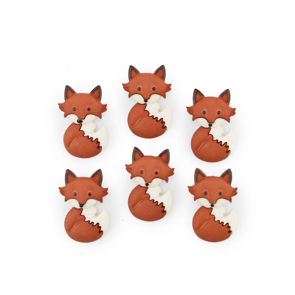 Fox Singles- 6 pieces Animal Wildlife Buttons